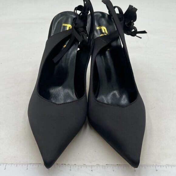 FSJ Black Strappy Ankle Strap Lace up Pointed Toe Stylish Stiletto Sandals - Picture 3 of 8